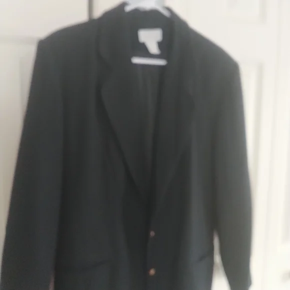 Land's End Women's Black Wool Woven Blazer 12 - Picture 6 of 11